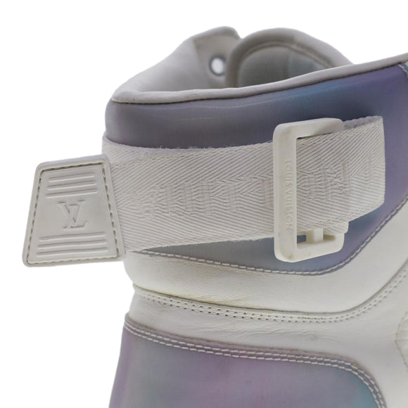 LOUIS VUITTON Monogram Rivoli Line High Top Sneakers Leather 6 White Auth ak205