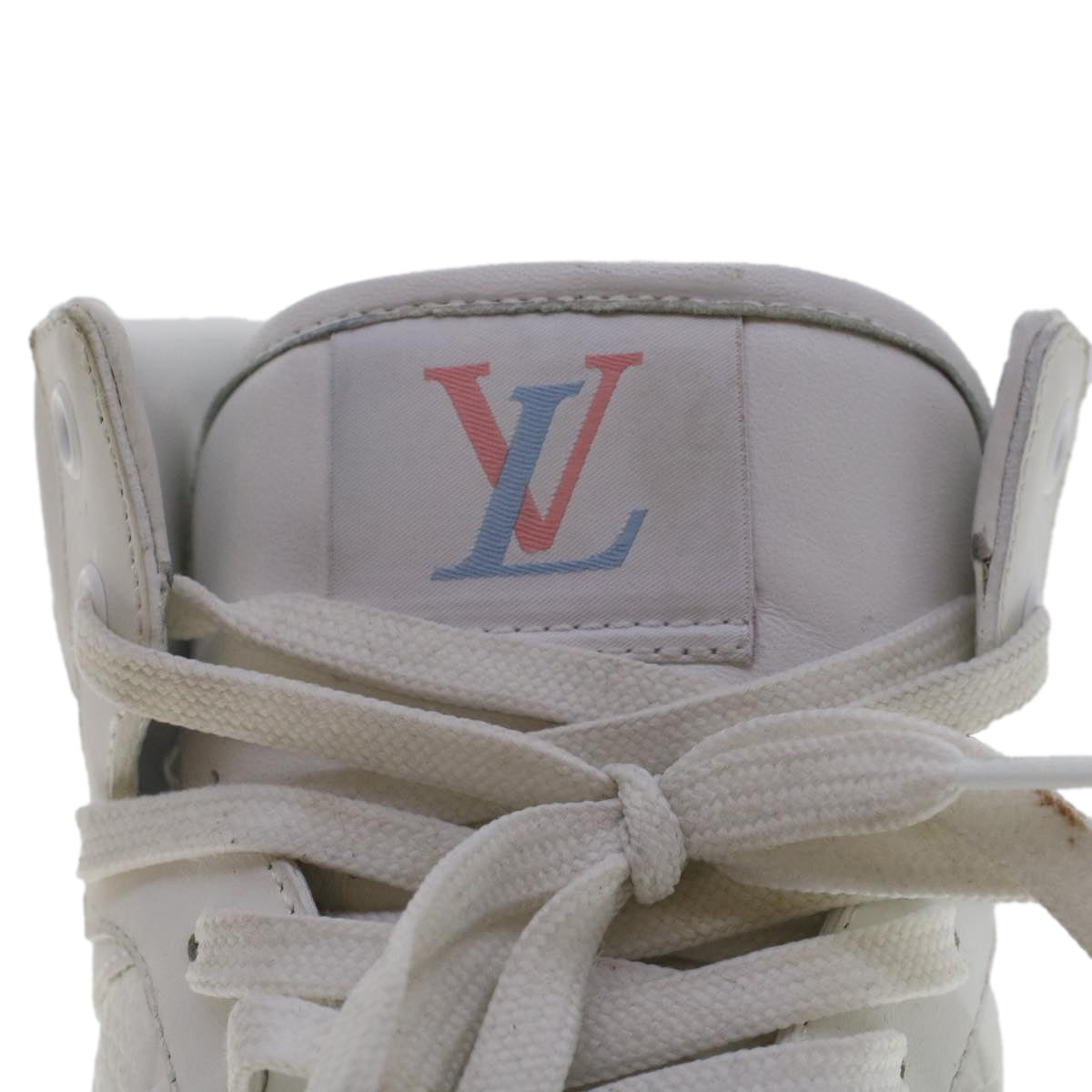 LOUIS VUITTON Monogram Rivoli Line High Top Sneakers Leather 6 White Auth ak205