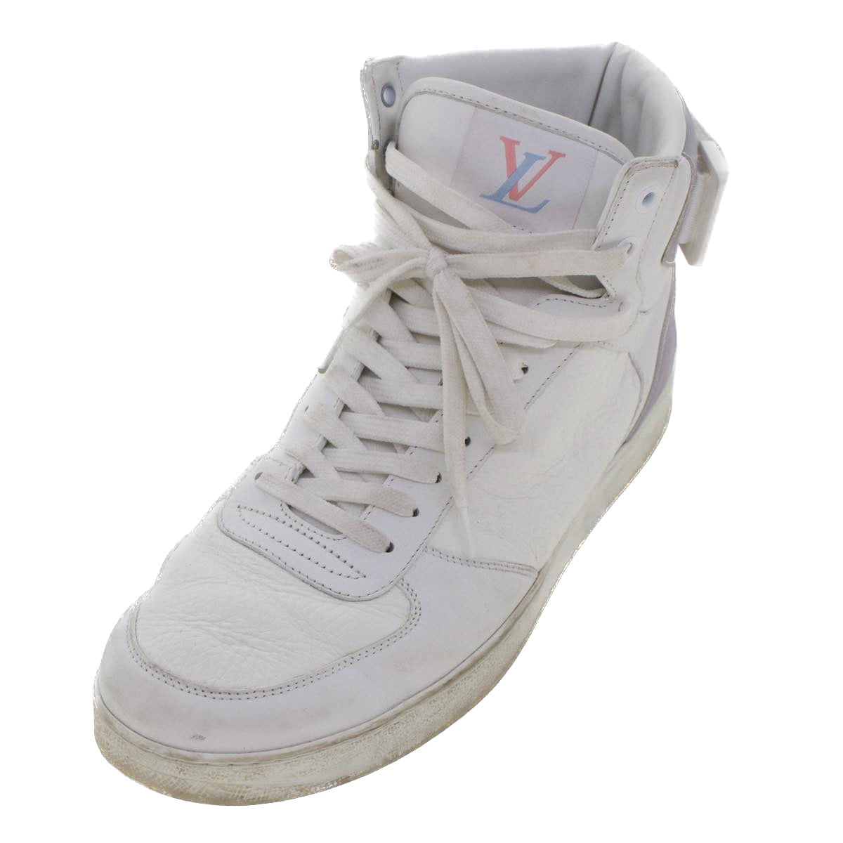 LOUIS VUITTON Monogram Rivoli Line High Top Sneakers Leather 6 White Auth ak205