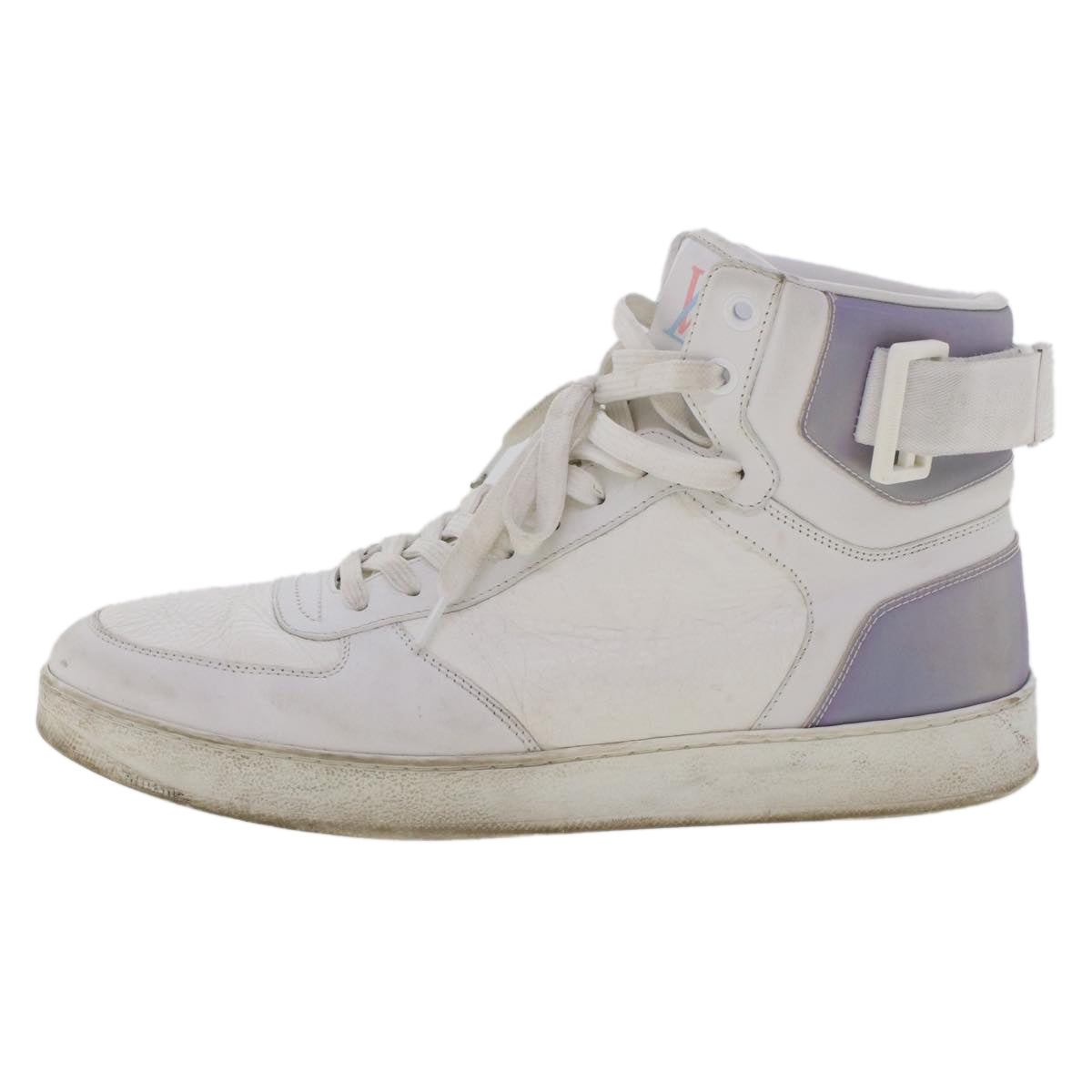 LOUIS VUITTON Monogram Rivoli Line High Top Sneakers Leather 6 White Auth ak205