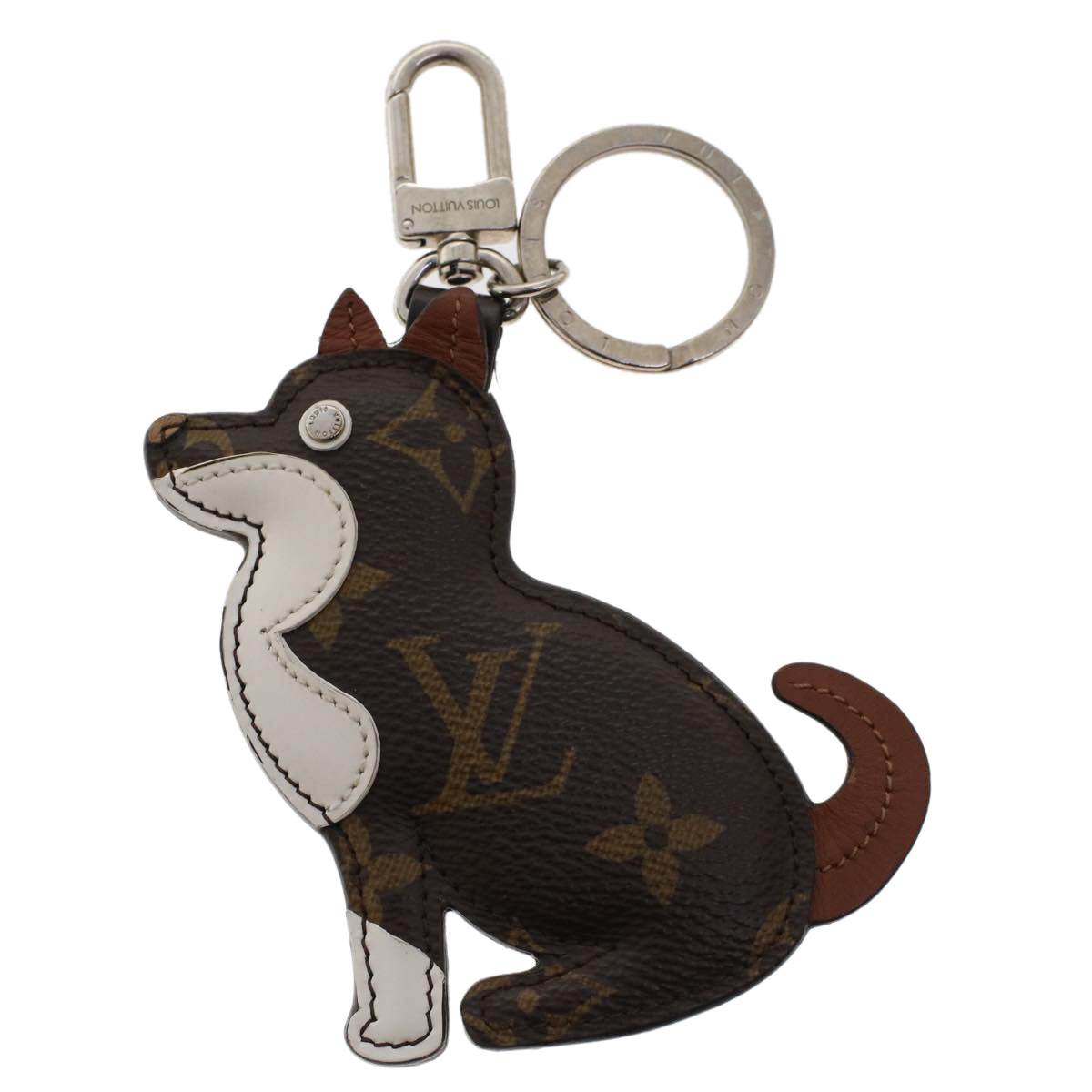 LOUIS VUITTON Monogram Porte Cles Animal Dog Bag Charm MP1995 LV Auth ak206