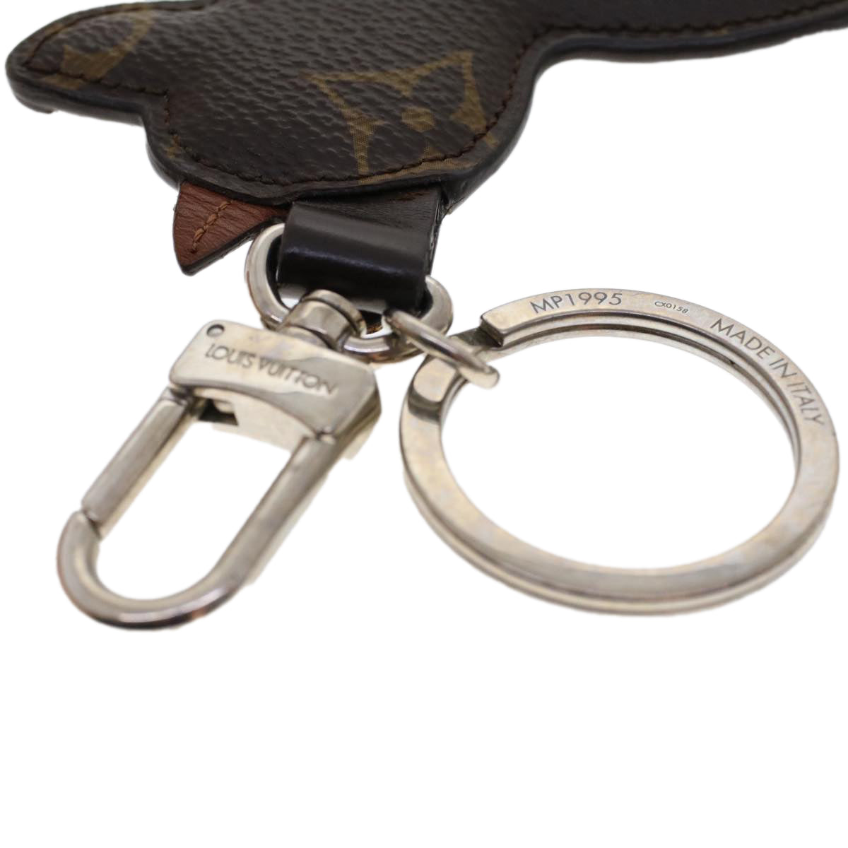 LOUIS VUITTON Monogram Porte Cles Animal Dog Bag Charm MP1995 LV Auth ak206