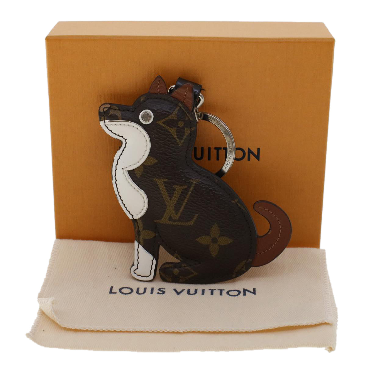 LOUIS VUITTON Monogram Porte Cles Animal Dog Bag Charm MP1995 LV Auth ak206