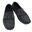 LOUIS VUITTON Driving Shoes Exotic Leather 7 Black Gray LV Auth ak212-1