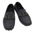 LOUIS VUITTON Driving Shoes Exotic Leather 7 Black Gray LV Auth ak212-2