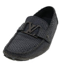 LOUIS VUITTON Driving Shoes Exotic Leather 7 Black Gray LV Auth ak212-3
