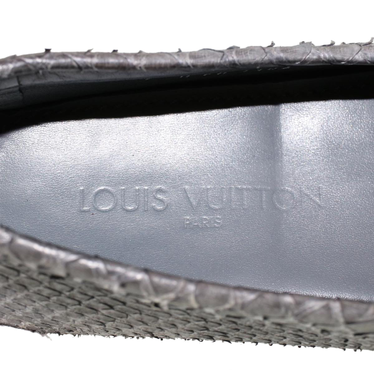 LOUIS VUITTON Driving Shoes Exotic Leather 7 Black Gray LV Auth ak212