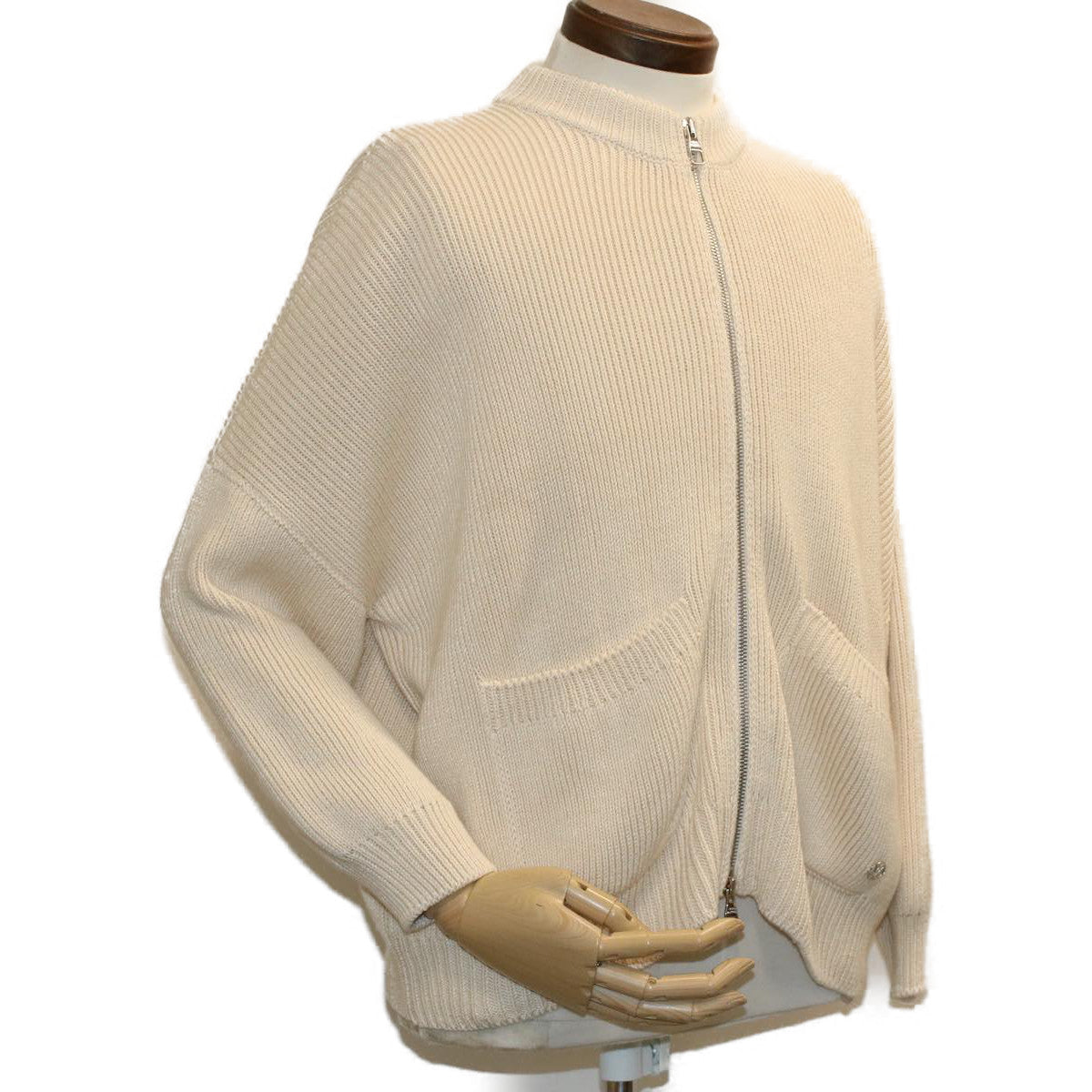 LOUIS VUITTON Knitted Sweater Jacket Cotton XS Beige RM181 GDJ HEN61W Auth ak213