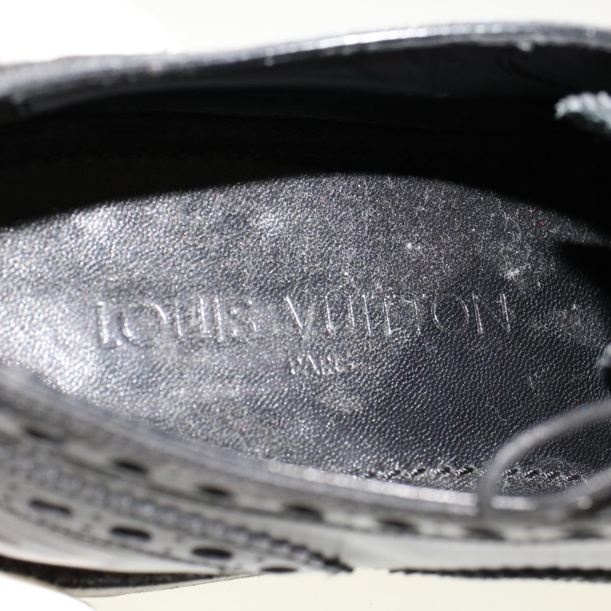 LOUIS VUITTON Wing Tip Medallio Shoes Leather 5.5 M Black MP3136 LV Auth ak214