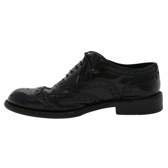LOUIS VUITTON Wing Tip Medallio Shoes Leather 5.5 M Black MP3136 LV Auth ak214