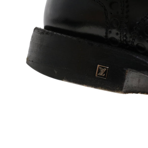 LOUIS VUITTON Wing Tip Medallio Shoes Leather 5.5 M Black MP3136 LV Auth ak214