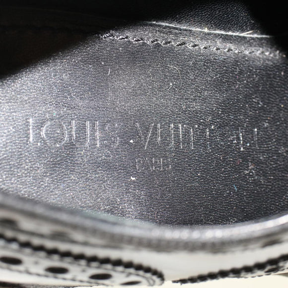 LOUIS VUITTON Wing Tip Medallio Shoes Leather 5.5 M Black MP3136 LV Auth ak214
