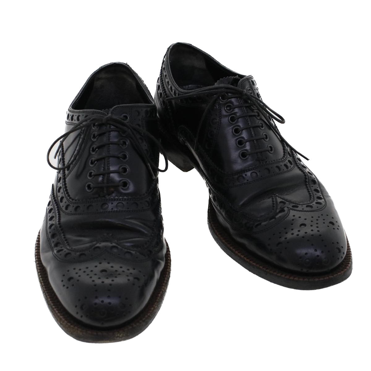 LOUIS VUITTON Wing Tip Medallio Shoes Leather 5.5 M Black MP3136 LV Auth ak214 - 0