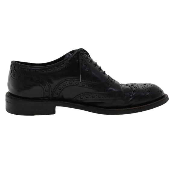 LOUIS VUITTON Wing Tip Medallio Shoes Leather 5.5 M Black MP3136 LV Auth ak214
