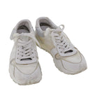 LOUIS VUITTON Monogram Runaway Line Sneakers Leather 6 White LV Auth ak215-1