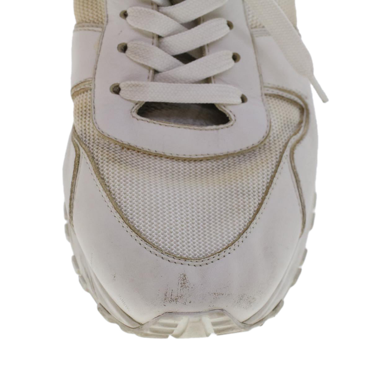 LOUIS VUITTON Monogram Runaway Line Sneakers Leather 6 White LV Auth ak215