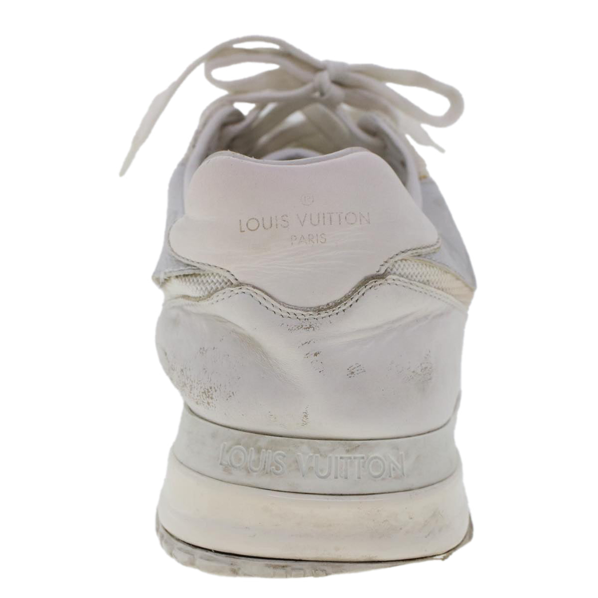 LOUIS VUITTON Monogram Runaway Line Sneakers Leather 6 White LV Auth ak215