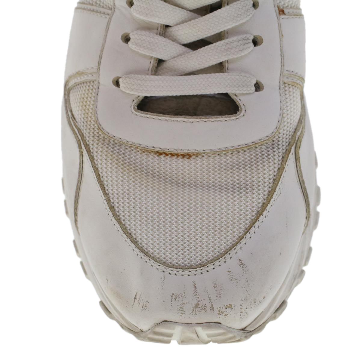 LOUIS VUITTON Monogram Runaway Line Sneakers Leather 6 White LV Auth ak215