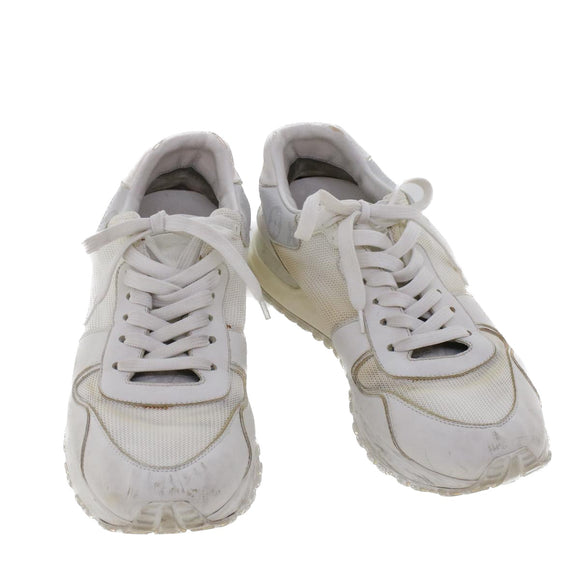 LOUIS VUITTON Monogram Runaway Line Sneakers Leather 6 White LV Auth ak215