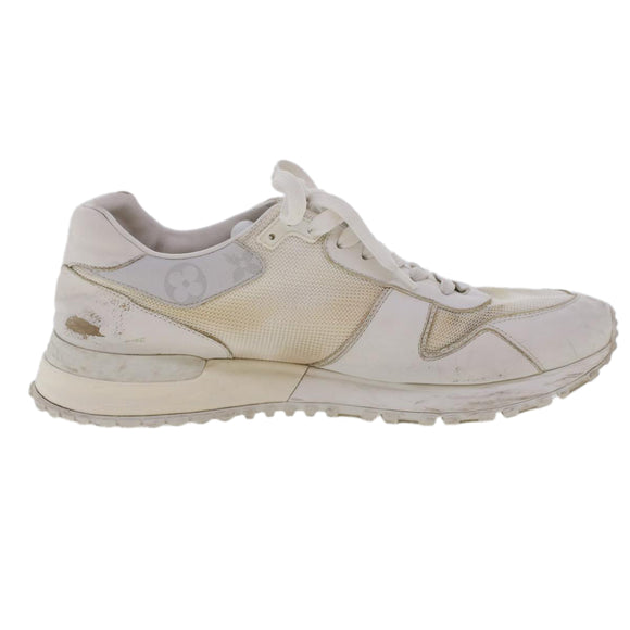 LOUIS VUITTON Monogram Runaway Line Sneakers Leather 6 White LV Auth ak215