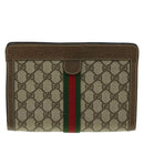 GUCCI GG Canvas Web Sherry Line Clutch Bag Beige Red Green Auth am3107-13