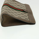 GUCCI GG Canvas Web Sherry Line Clutch Bag Beige Red Green Auth am3107-3