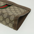 GUCCI GG Canvas Web Sherry Line Clutch Bag Beige Red Green Auth am3107-14
