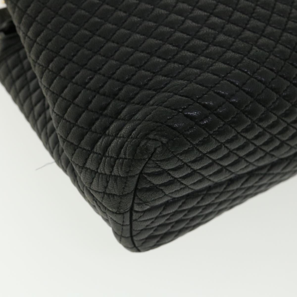 BALLY Matelasse Chain Shoulder Bag Leather Black Auth am3164