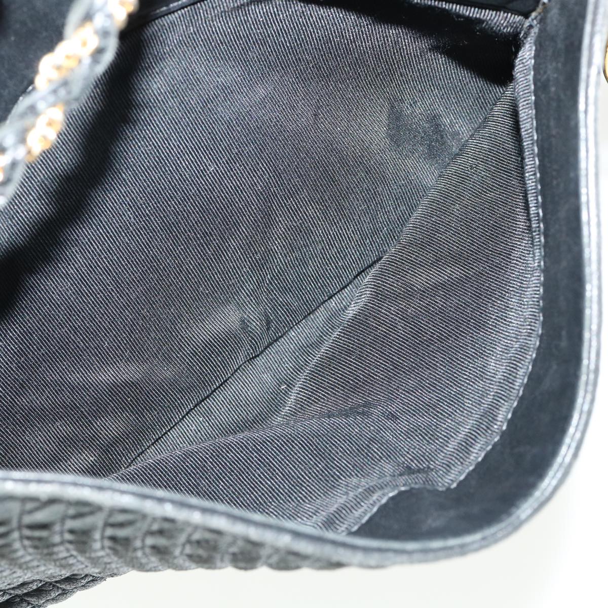 BALLY Matelasse Chain Shoulder Bag Leather Black Auth am3164