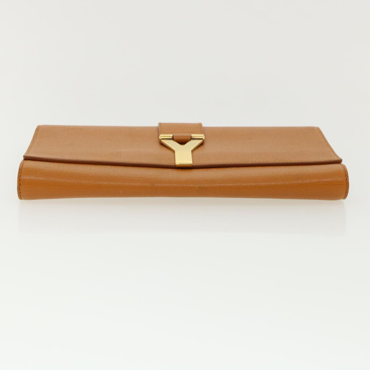 SAINT LAURENT Y line Clutch Bag Brown Auth am3200