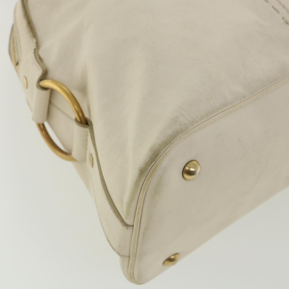 SAINT LAURENT Muse Shoulder Bag Leather White Auth am3205