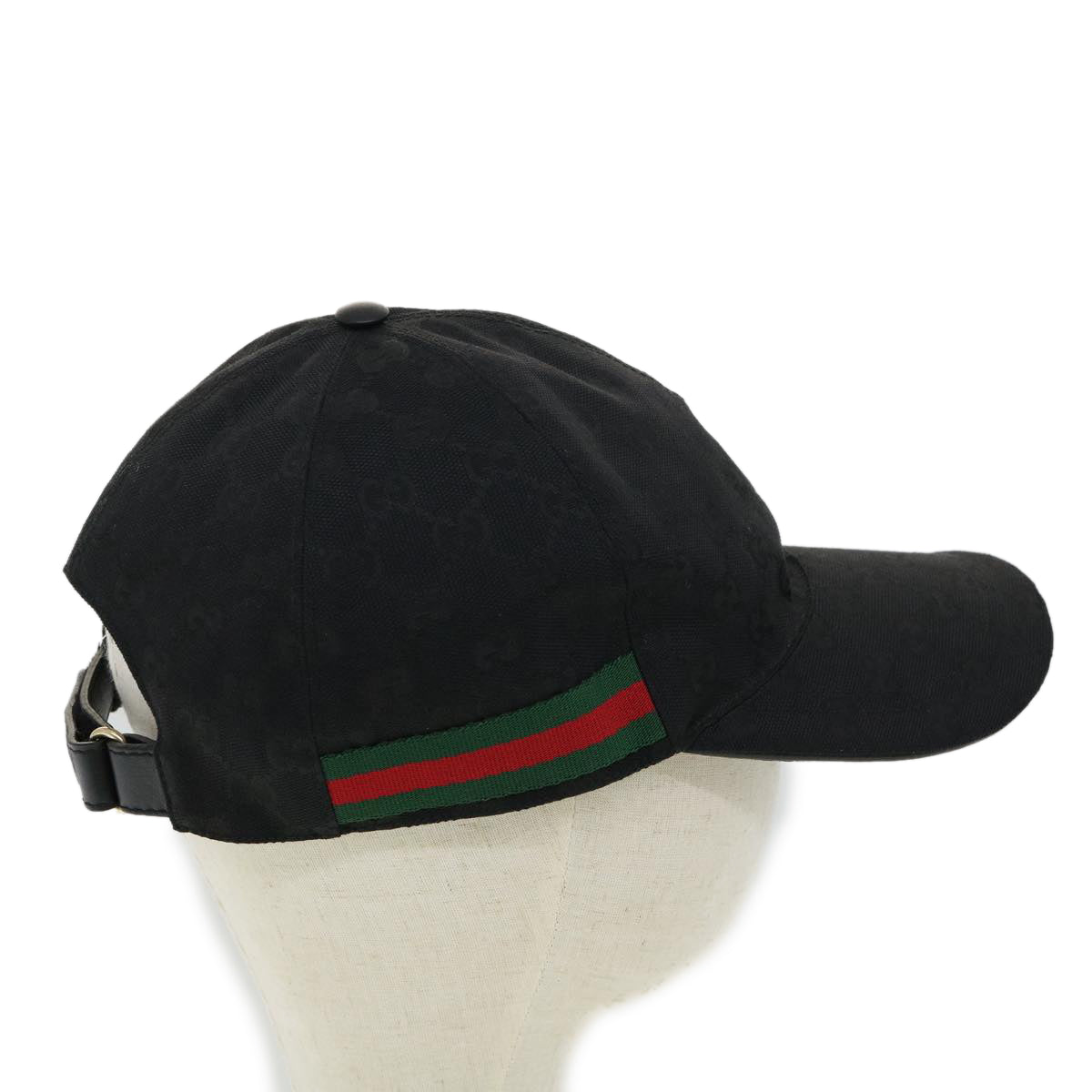GUCCI Web Sherry Line GG Canvas Cap Black Green Red Auth am3211