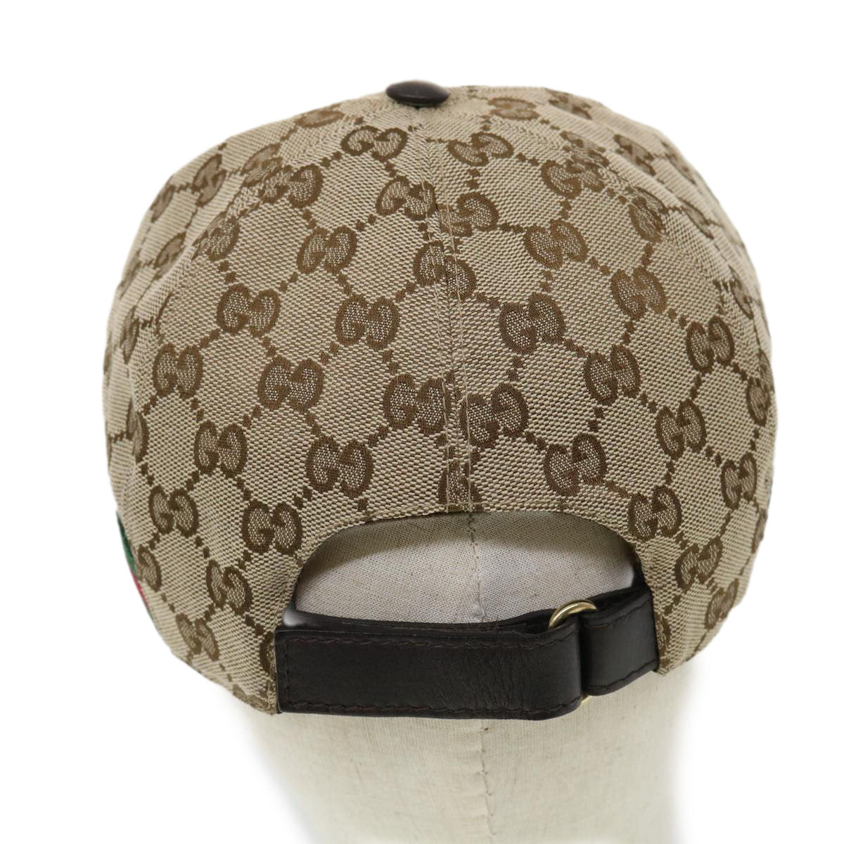 GUCCI Web Sherry Line GG Canvas Cap Beige Green Red Auth am3212 - 0