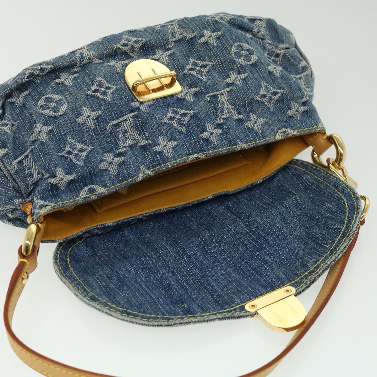 LOUIS VUITTON Monogram Denim Mini Preity Shoulder Bag Blue M95050 Auth am3243A