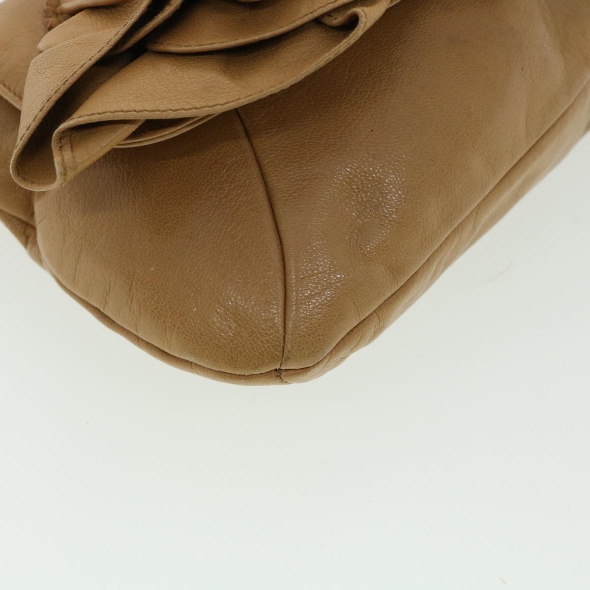 SAINT LAURENT Shoulder Bag Leather Beige Auth am3303