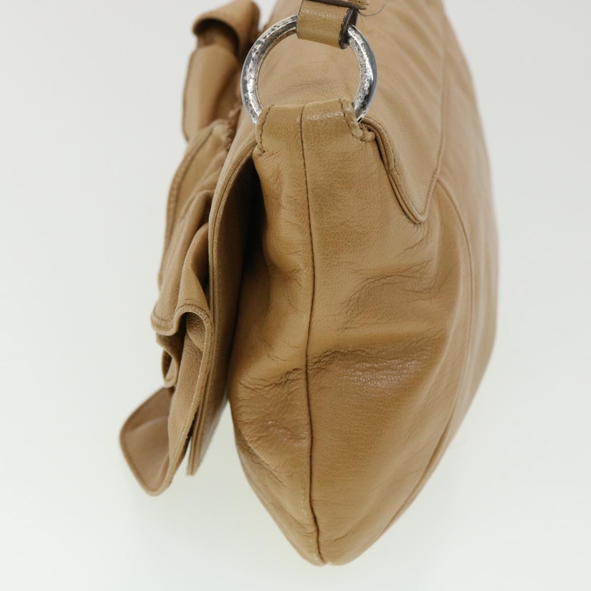 SAINT LAURENT Shoulder Bag Leather Beige Auth am3303