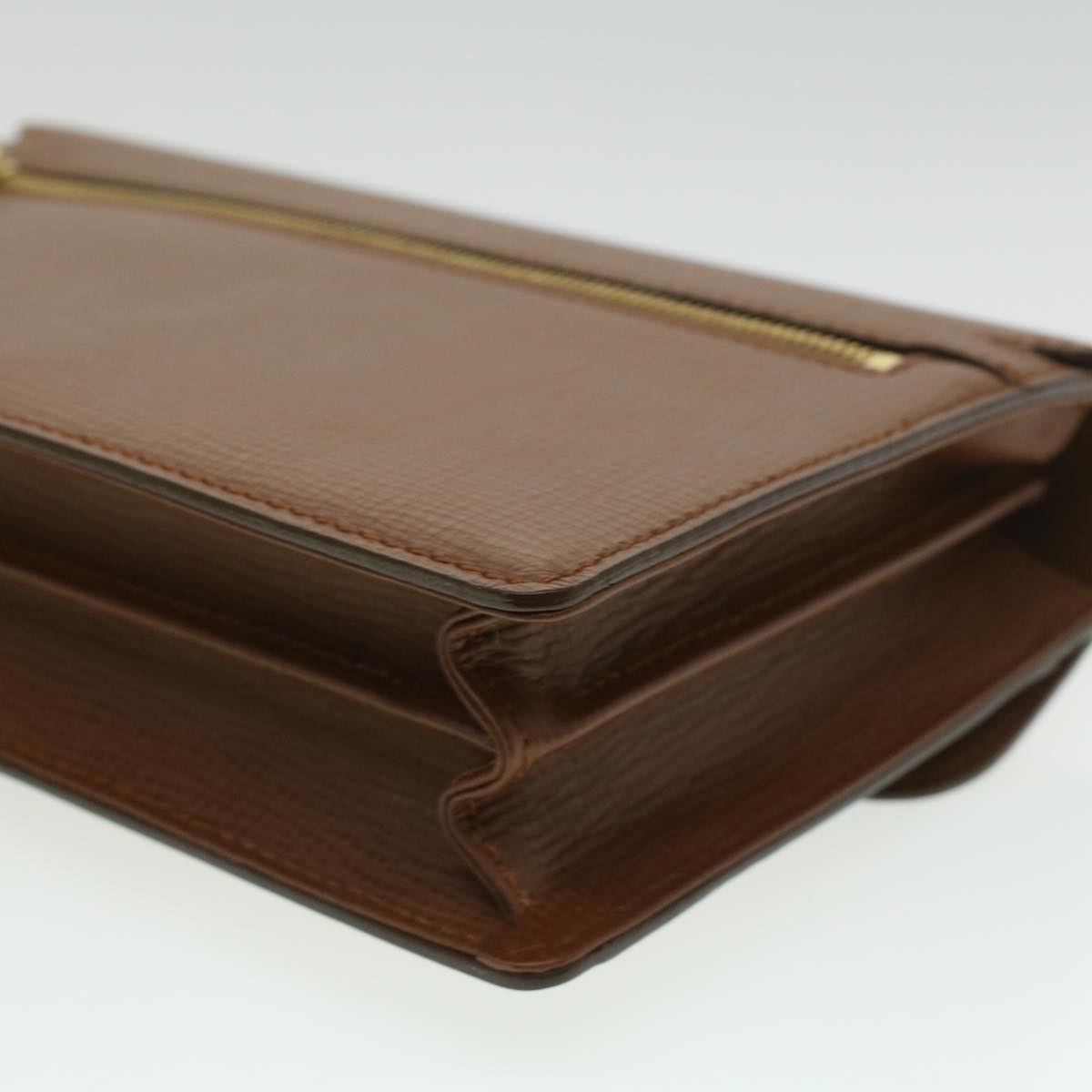 Burberrys Clutch Bag Leather Brown Auth am3369