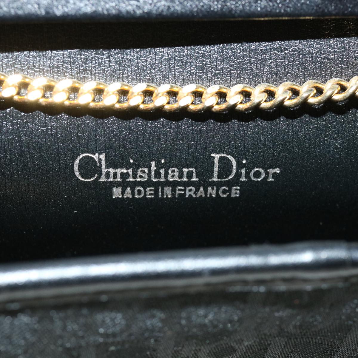 Christian Dior Trotter Canvas Chain Shoulder Bag Black Auth am3381