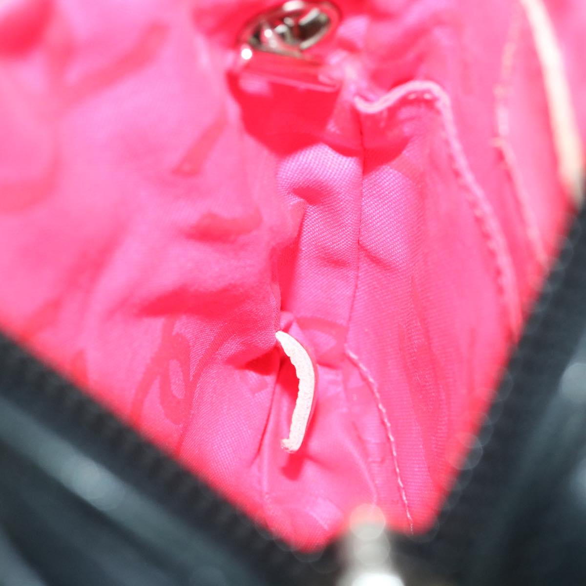 CHANEL Cambon Line Shoulder Bag Leather Black Pink CC Auth am3383