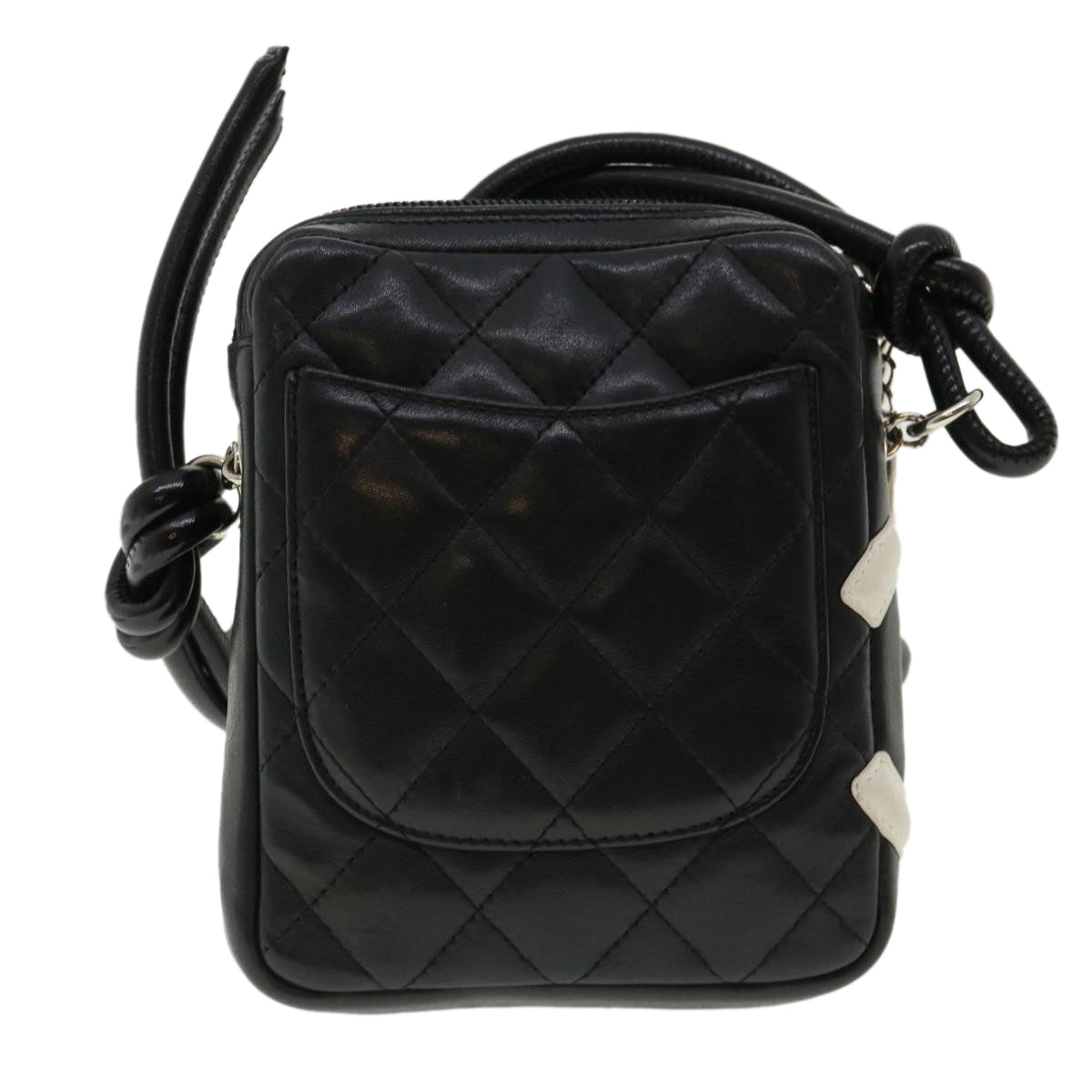 CHANEL Cambon Line Shoulder Bag Leather Black Pink CC Auth am3383 - 0