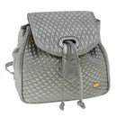 BALLY Matelasse Backpack Leather Silver Auth am3396-1