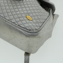 BALLY Matelasse Backpack Leather Silver Auth am3396-15