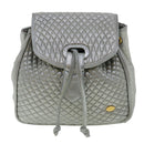 BALLY Matelasse Backpack Leather Silver Auth am3396-13