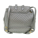 BALLY Matelasse Backpack Leather Silver Auth am3396-2