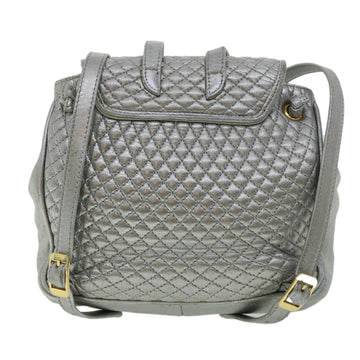 BALLY Matelasse Backpack Leather Silver Auth am3396 - 0