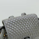 BALLY Matelasse Backpack Leather Silver Auth am3396-6