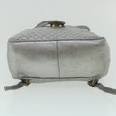 BALLY Matelasse Backpack Leather Silver Auth am3396-5