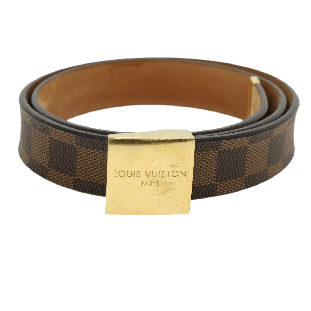 LOUIS VUITTON Damier Ebene Ceinture Carre Belt 39.4"" M6802V LV Auth am3397