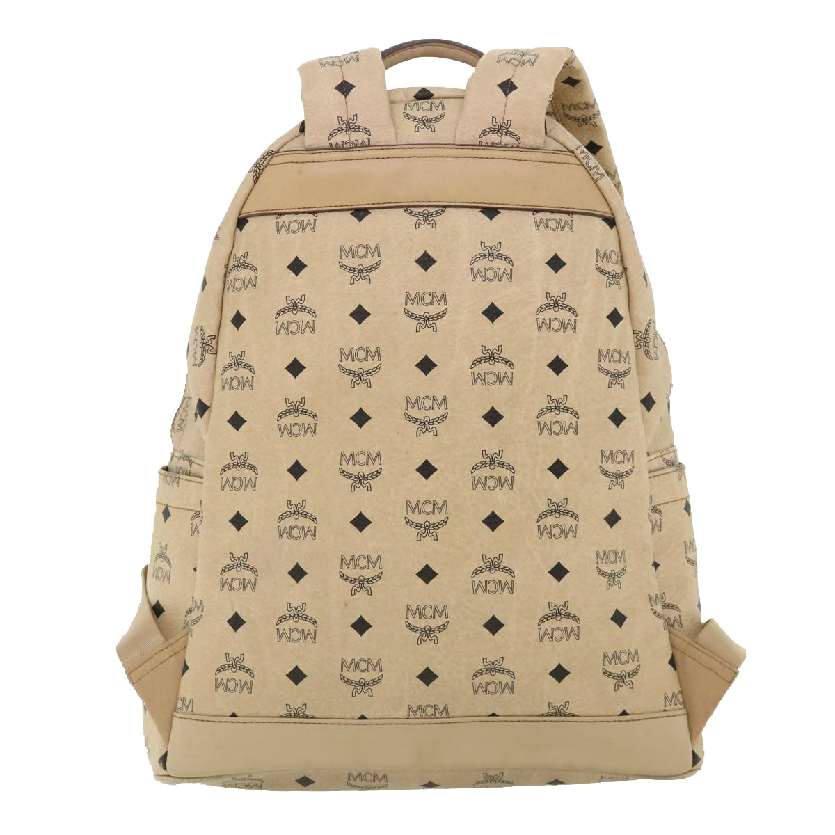 MCM Vicetos Logogram Backpack PVC Leather Beige Auth am3401 - 0