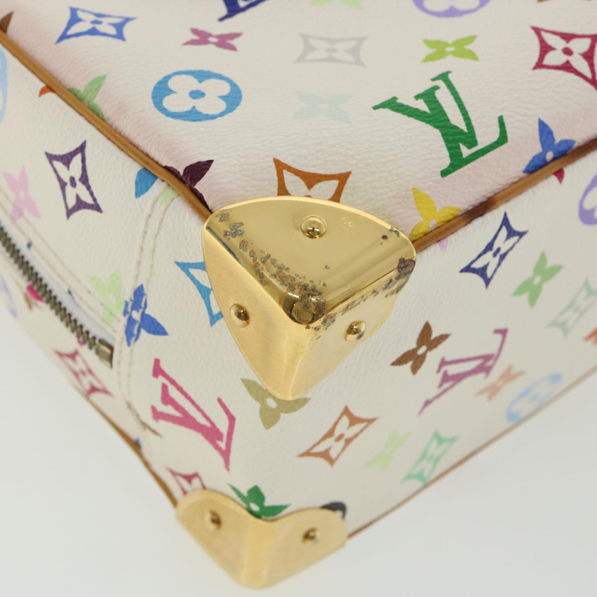 LOUIS VUITTON Monogram Multicolor Trouville Hand Bag White M92663 LV Auth am3411